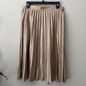 Anthropologie Maeve Women’s Midi Skirt Size Medium Pleated Metallic Rose Gold